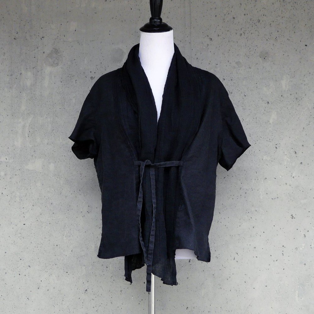 MICHEL RICHARD Couturie black linen blouse, med to large